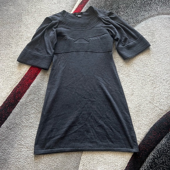 Etcetera Merino Wool Short Sleeve Gray Shift Dress - Picture 1 of 4
